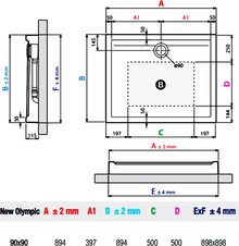 Поддон для душа Novellini New Olympic 90x90 см высокий