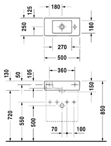 Раковина Duravit Vero 0703500008 R 50 см