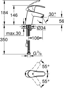 Смеситель Grohe Eurosmart New 33188002 для раковины