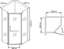 Душевой уголок RGW Passage PA-81 1000x1000x1950 профиль хром, стекло матовое