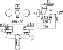 Смеситель Nobili ABC AB87110/1CR для ванны с душем