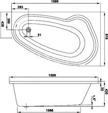 Акриловая ванна Vagnerplast Avona 150 R