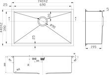 Мойка кухонная стальная Zorg Inox RX RX-7444 44x74