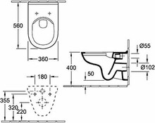 Комплект Инсталляция Villeroy & Boch с кнопкой хром + Унитаз Villeroy & Boch O'Novo 5660HR01 безободковый