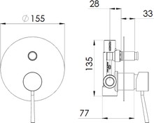 Смеситель Mariani N09L60 С ВНУТРЕННЕЙ ЧАСТЬЮ, для ванны с душем