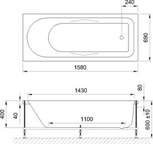 Акриловая ванна Royal Bath Tudor RB 407702 160 см