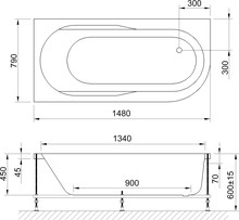 Акриловая ванна Royal Bath Azur RB 614201 L 150X80 с каркасом