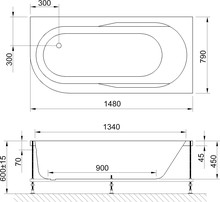 Акриловая ванна Royal Bath Azur RB 614201 R 150X80 с каркасом