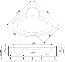 Акриловая ванна Royal Bath Fanke RB 581200 140X140 с каркасом