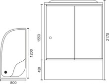 Душевая кабина Royal Bath RB 8120BK1-T-CH-R 120x80x217 (прозрачное)