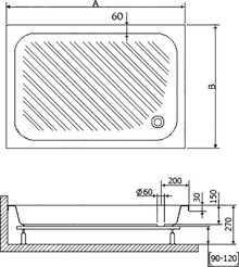 Поддон для душа RGW Acrylic B/CL-S 70х90