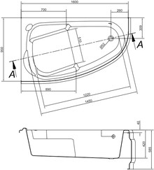 Акриловая ванна Cersanit Joanna 160 L ультра белый