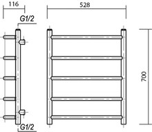 Полотенцесушитель водяной Domoterm Калипсо П5 50x70, хром