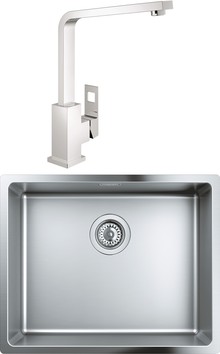 Комплект Мойка кухонная Grohe K700U 31574SD0 + Смеситель Grohe Eurocube 31255000 для кухонной мойки