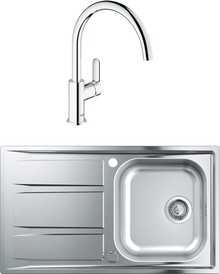 Комплект Мойка кухонная Grohe K400 31566SD0 + Смеситель Grohe BauEdge 31367000 для кухонной мойки