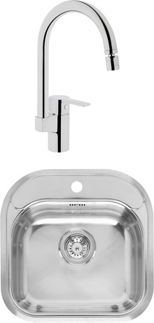 Комплект Мойка кухонная Reginox Boston LUX OKG сталь + Смеситель VitrA Fold S Sink Mixer A42155EXP для кухонной мойки