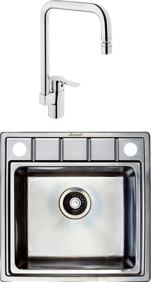 Комплект Мойка кухонная Seaman Eco Roma SMR-5050A с клапан-автоматом + Смеситель VitrA Single sink mixer A42388EXP для кухонной мойки