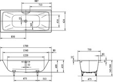 Стальная ванна Kaldewei Cayono Duo 170x75