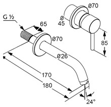 Комплект Смеситель Kludi Bozz 382440576 для раковины + Рукомойник Duravit D-Code 0338490000 встраиваемый