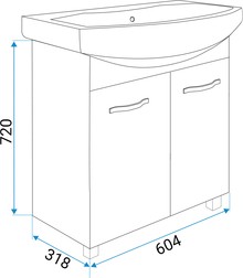 Мебель для ванной 1MarKa Вита 65Н с 2 дверцами, белый глянец