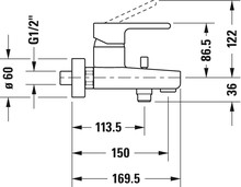 Смеситель Duravit B.2 B25230000010 для ванны с душем