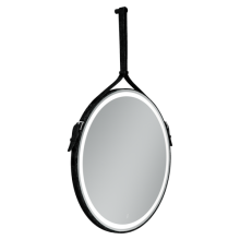 Зеркало для ванной комнаты SANCOS Dames D650 с подсветкой, ремень из натуральной черной кожи, арт. DA650