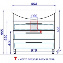 Тумба с раковиной Aqwella Allegro 85 с 3 ящиками